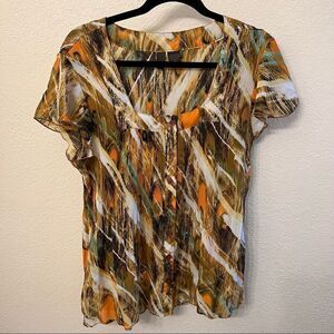 Sere Nade Short Sleeve Multi Color Blouse Size XL